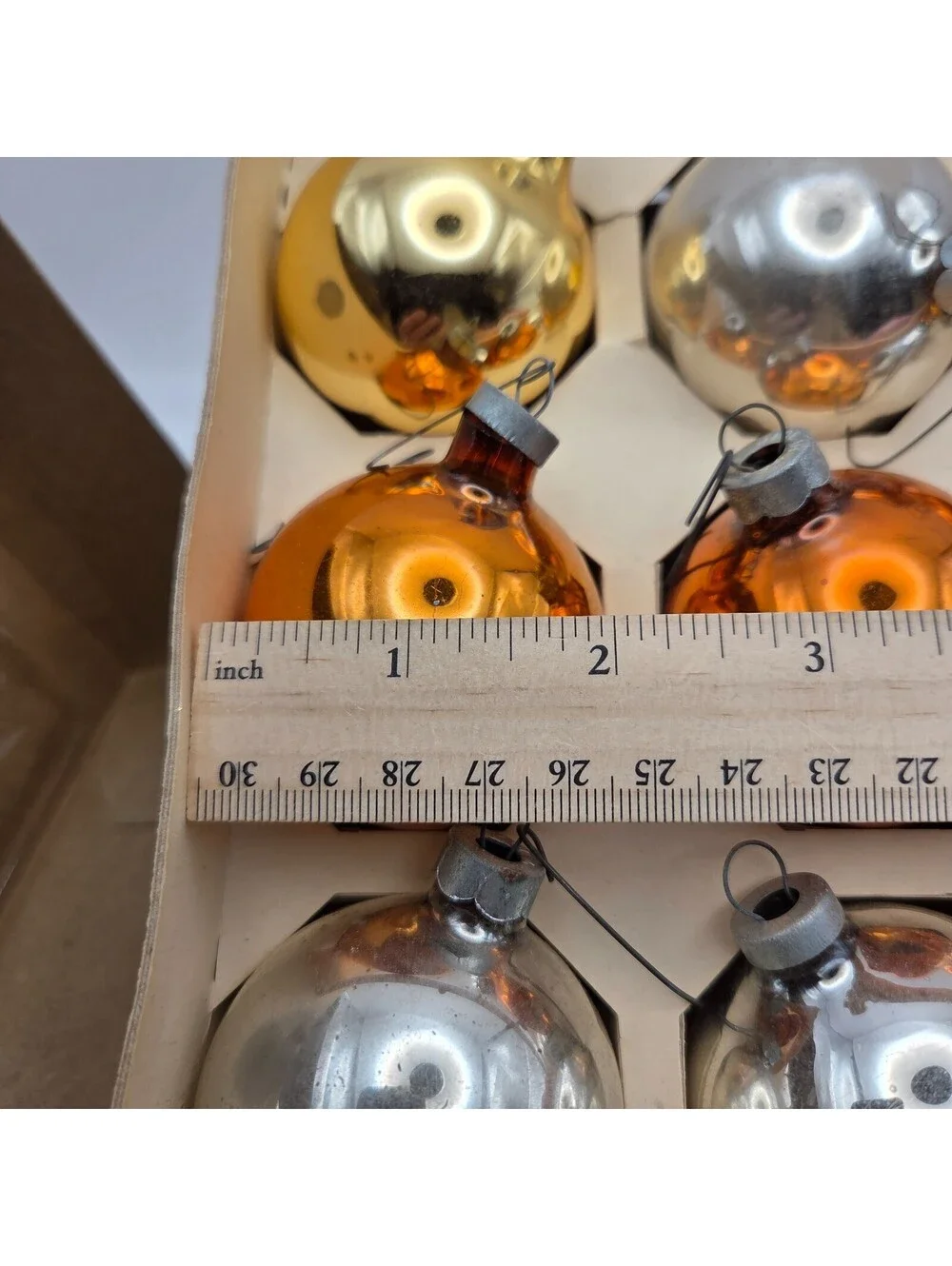 Vintage Essex Franke 12 Glass Christmas Ornaments Multicolor Boxed USA